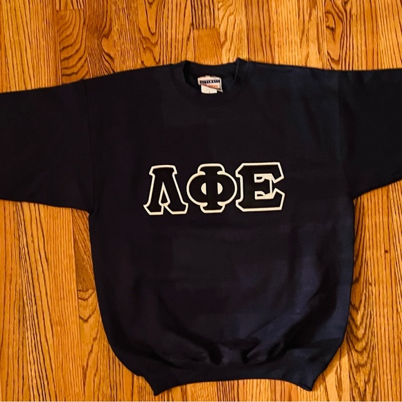 Lambda Phi Epsilon Fraternity Unisex Navy Crewneck Sweatshirt - Picture 5 of 5